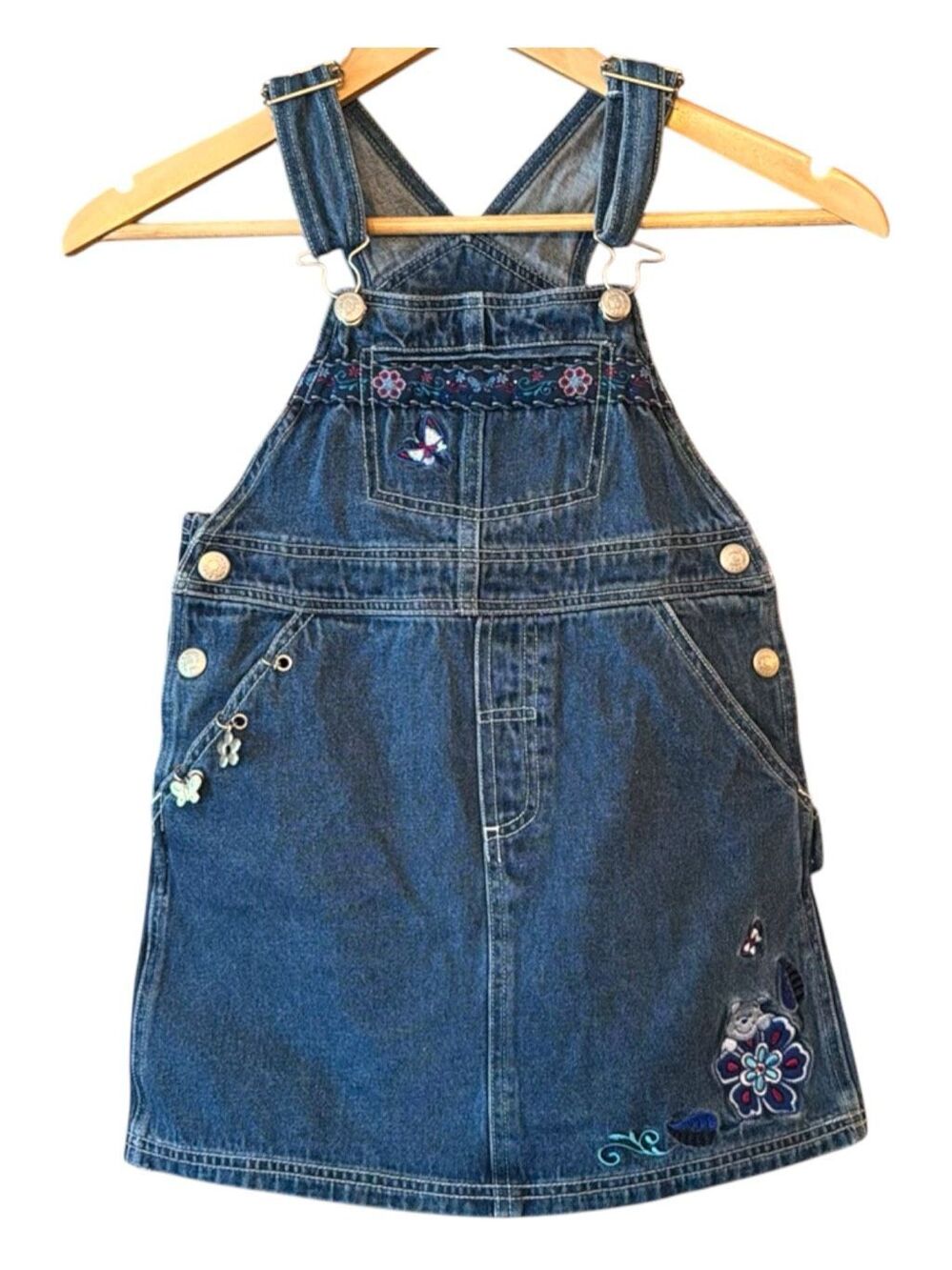 POOH Vintage 2000 Y2K Winnie the Pooh Denim Overall Dress/Jumper Girls Size 8